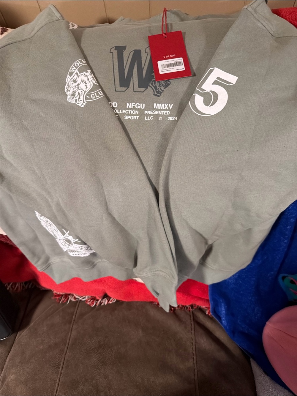 Darc Sport Olive Crewneck Sweatshirt with White Graphic Accents